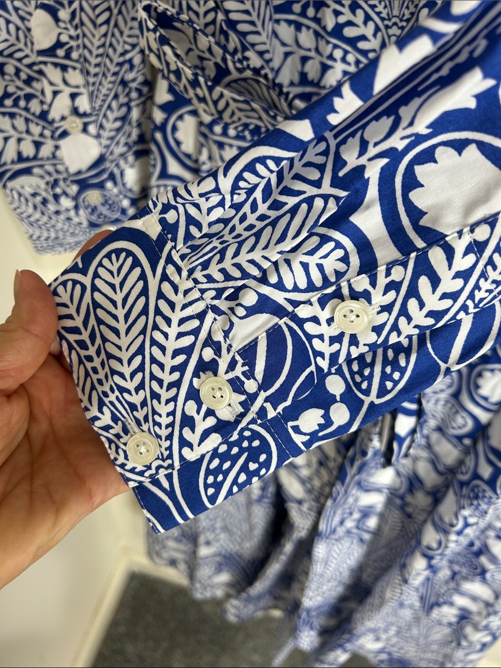 BODEN Blue Floral Long Sleeve Midi Belted Shirt Dress Size 14 - Picture 11 of 16